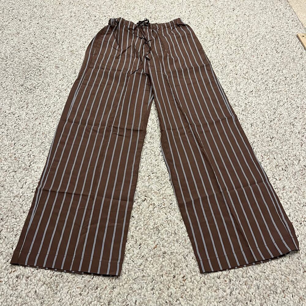 NEW Madewell Pull On Pants XS Brown Stripe Preppy Classic Casual Comfort